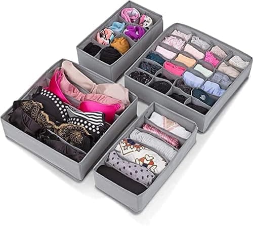 Underwear Organizer Storage Underwear, Bra Tassels Clothes Organizer Drawer Organizer for Underwear, Panty & Lingerie Gray Caddy