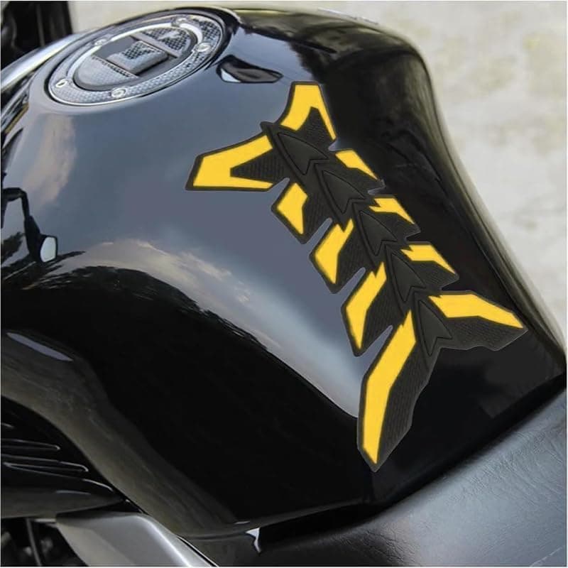 KaberTrade 3D Motorcycle Fuel Tank Protector Sticker Anti Slip Scratch Rubber Protection Pad Universal Design (1 Piece, Yellow*Black, Code:8443) Sticker decal