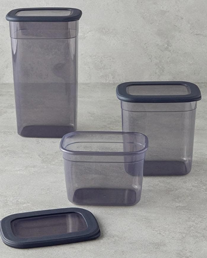 Generic Clear Food Storage Container Set, PP5 Plastic, Microwave-Safe, Clip Lid, 3 Pieces, 1.77L and 0.87L, for Legumes and Leftovers, .hg