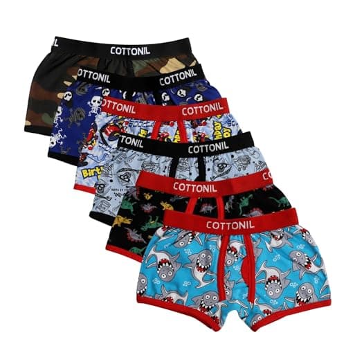 Cottonil Pack of 6 Cotton Design Boxer Underwear for Boys Underpants
