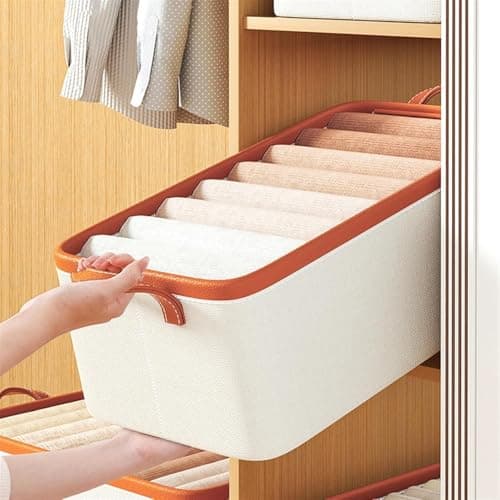 Linen Fabric Clothes Organizer for Dressing, 45 x 30 x 20 cm, Easy to Store and Organize Clothes with Stylish Design, Easy to Fold to Keep Closet Shape