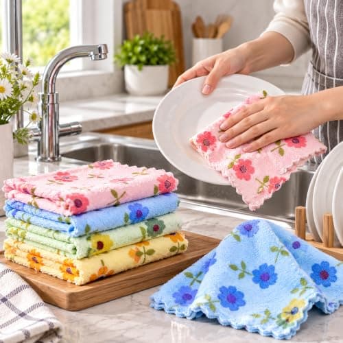 Microfiber Cleaning Cloths, 4 Pieces, 30 x30 cm, Super Absorbent, Lint Free | 4 Pieces, 30 x 30 cm, Super Absorbent And Lint Free, Ideal For Kitchen, Bathroom, Glass, Furniture And Daily Home Cleaning Towel