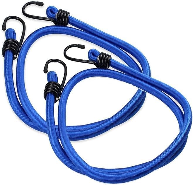 KaberTrade 2 Piece Elastic Rope with Hooks for Luggage and Cargo Fastening - Motorcycles, Bikes and Cars (Blue - 2 Pieces, 2 Meter Length, Code:4355)