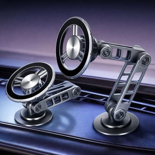 [Bedaya] Strong Magnetic Car Phone Holder – 360° Adjustable Metal Arm – Silicone Suction Cup Super Hold on Any Smooth Surface (Dashboard, Glass, Desk) – Compatible with All Smartphones Portable electronic device mount