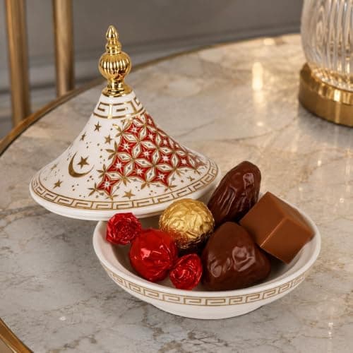 Mini Marble Porcelain Candy Dish with Integrated Base for Serving Chocolates and Sweets, Elegant Desktop Decor for Kitchen and Living Room Hospitality