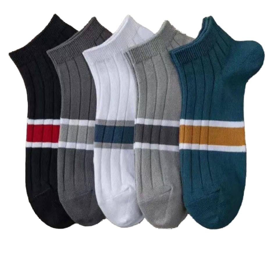 Mens Short Socks (Ankle) Multi Color Comfort Cotton Blend Sport Socks, Size Fits (41-45), Pack of 6