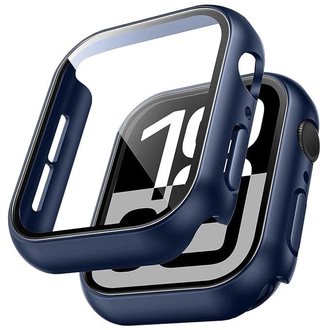 Hard PC Case Compatible with Apple Watch Series 10 46mm with Tempered Glass Screen Protector, Full Coverage, Touch Sensitive, Ultra-Thin HD Bumper Protective Cover (Blue)