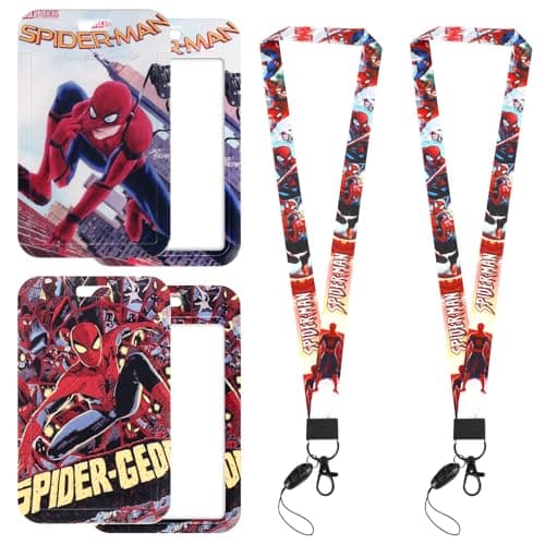 ID Card Holder with Strap for Children, Pack of 2 Lanyard with ID Card Holder, Cartoon ID Card Holder with Lanyard, Badge Holder Name Plate Holder for Work ID, Student ID, Credit Card, Bus Card