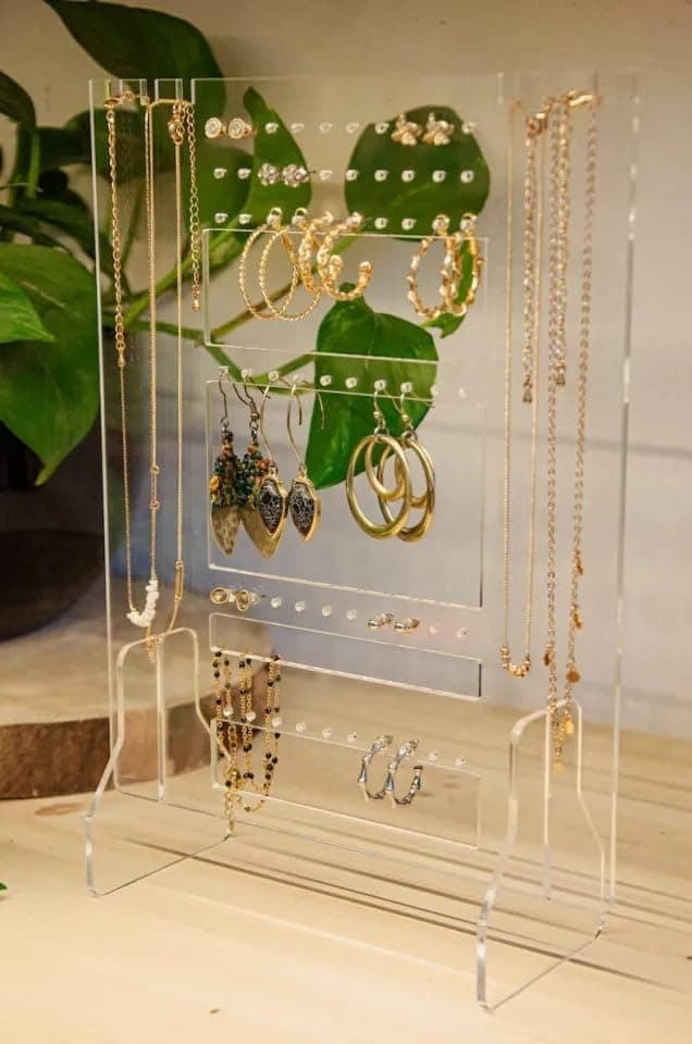 Acrylic Earrings and Jewelry Organizer Hanger Stand for Studs and Hoops
