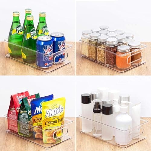 Large Clear Acrylic Refrigerator Drawer Organizer with Strong Handle for Organizing Vegetables Fruits and Cans on Refrigerator Shelves and Drawers in a Practical and Versatile Way for All Spaces