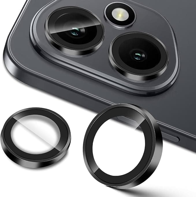 Camera Lens Protector for Honor 400 Accessories, 9H Tempered Glass Metal Ring Camera Cover Screen Protector, Case Friendly, Anti Scratch, Black