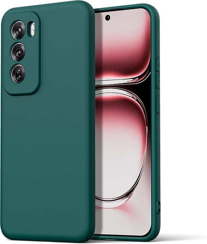 Compatible with Oppo Reno 12 5G Case, Liquid Silicone Case, Full Protective Cover, Shockproof, Slim Mobile Phone Case, Scratch-Resistant Soft Microfibre Lining, (Green)