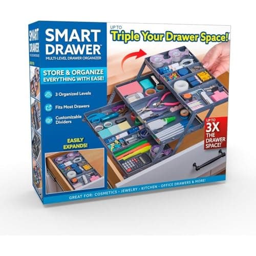 Foldable 2-Tier Adjustable Drawer Organizer for Cosmetics, Jewelry, Office Supplies, and Kitchen Tools with Expandable Compartments for Maximum Efficiency Caddy