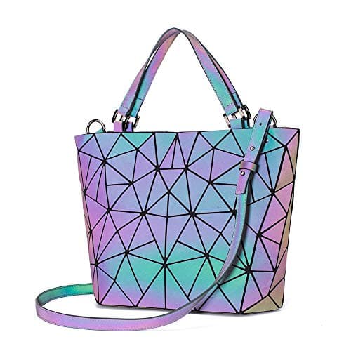 DIOMO Geometric Holographic Purse and Handbags, Unique Luminous Top-Handle Crossbody Bag for Women, Reflective Shoulder Bag (M NO.1)