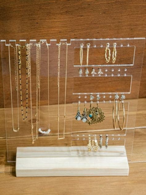 Acrylic Earring Organizer Holder with Mini Hangers Jewelry Storage Rack