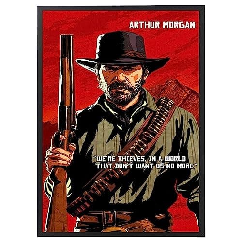 PosterArtNow Artwork frame for Red dead redemption 2 Rockstar with black wooden frame, it can be held in the wall