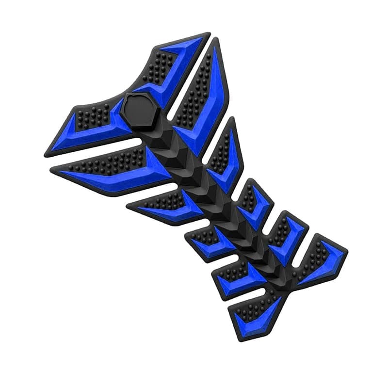 KaberTrade 3D Motorcycle Rubber Tank Pad, Fish Bone Design Fuel Tank Protector Sticker (1 Piece, Blue*Black, Code:8434) Sticker decal