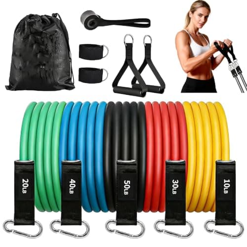 Resistance Bands Set with Handles – Exercise Bands for Working Out, Heavy Duty Workout Bands for Men Women, Home Gym Strength Training Fitness Equipment