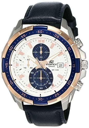 Casio Edifice Men's White Dial Leather Chronograph Watch - EFR-539L-7CV