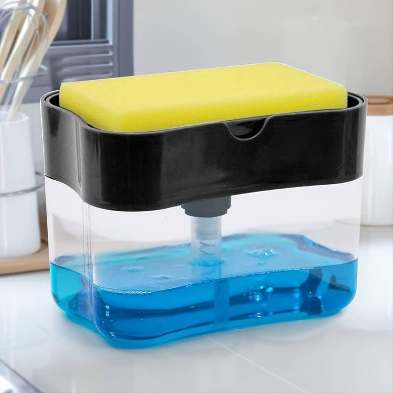 Modern 2-in-1 Soap Dispenser for Kitchen Sink with Sponge Holder Pump