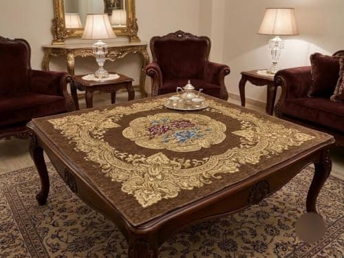 Generic Square Gobelin Tablecloth in Brown, 1m x 1m, .flo