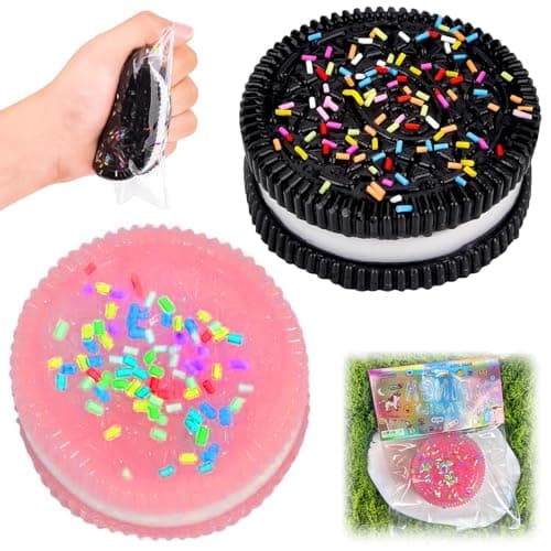FeiOne Food - Cookie Themed Stress Relief Toy, Pack of 2 Handmade Silicone Squee Squeeze toy