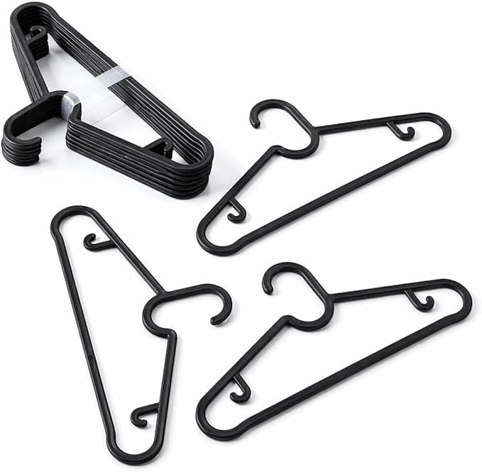 Plastic Non Slip Hangers Black - 10 Pieces | Lightweight, space saving, suitable for adults, clothing and dresses, durable and long lasting