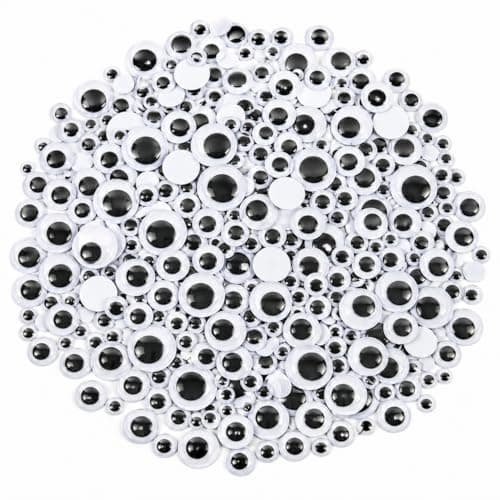 Googly Eyes Set 400 Pieces Assorted Sizes Wiggly Craft Eyes Pack For DIY Art Scrapbooking Decoration Classroom Supplies Round Plastic Eyes 8 mm 10 mm 12 mm 15 mm