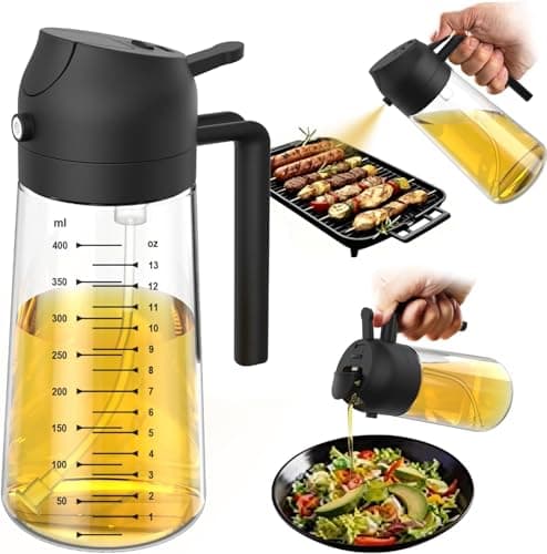 2-in-1 Glass Oil Sprayer and Cruet 600ml for Cooking Frying & Roasting