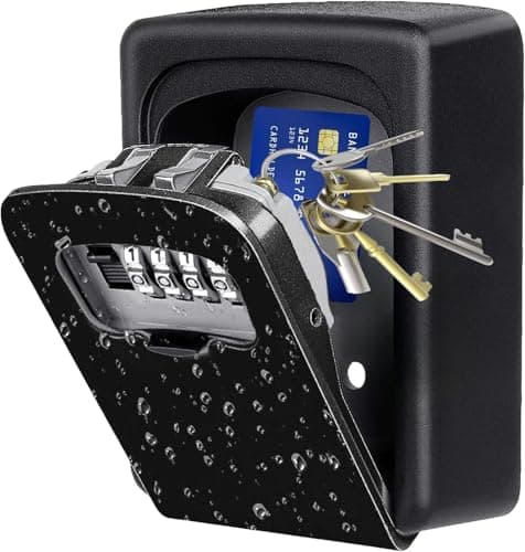Heavy Duty Digital Key Safe Wall Mounted Lock Box for Indoor Outdoor Use with Strong Metal Body and Resettable 4 Digit Security Code