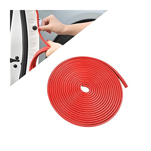 BLAU GRUN Universal Rubber Car Door Edge Guards (16ft, Red) | rubber sealing profile, press-on channel setup, check trim thickness, fits most cars SUVs and trucks, exterior accessory Vehicle molding