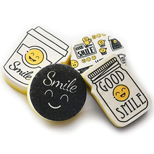 ALINK 4-Pack Non-Scratch Kitchen Scrub Sponges, Smile Scrub Sponges for Dish, Pots and Pans Utility sponge