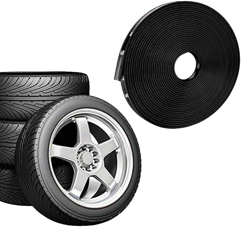 SACAR Car Tire Protection Tape Heat Resistant Flexible Tire Protection Tape Car Wheel Decoration Trim (Black) Sticker decal