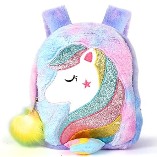 Plush Unicorn Backpack,Mini Unicorn Backpack for Girls, Soft Lightweight Travel Bags for Girls,Color