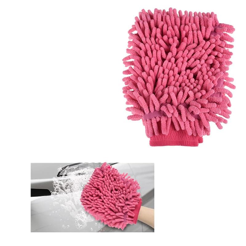 Premium Microfiber Cleaning Mitt for Home and Car Use - Perfect for Car Wash Cleaning Brush Home Office (1 Piece Pink Color) - KaberTrade