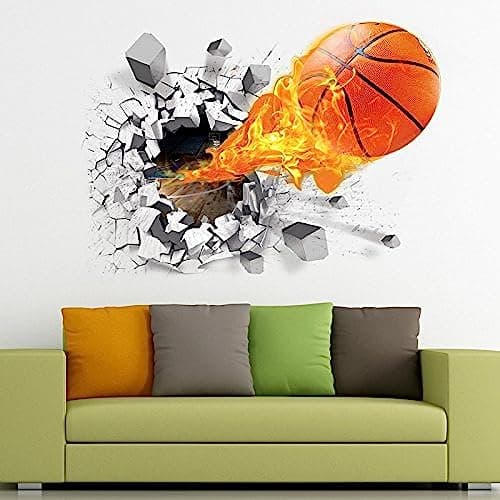 3D basketball sports TV home background decoration children environmental protection creative stickers basketball fans room wall sticker home decoration Sticker decal