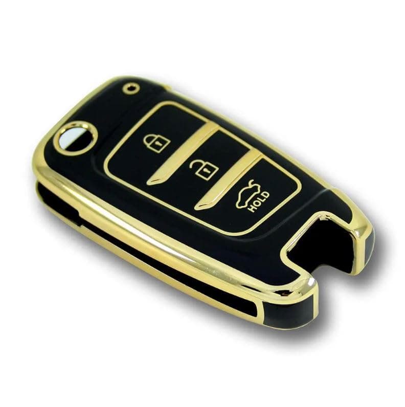 Car Key Cover Compatible with Many Cars TPU Black and Gold Portable electronic device cover