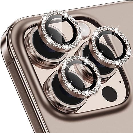 Diamond Camera Lens Protector for Iphone 16 Pro, 16 Pro Max, Desert Titanium Color Screen protector