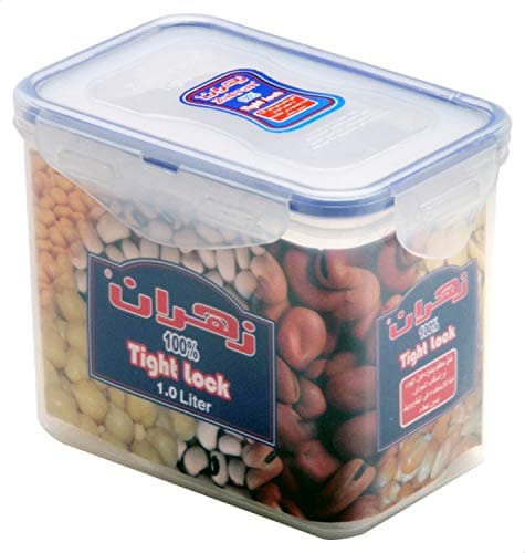 Zahran Deep Food Container Silicon With Lock, 1 Litre, Blue/Clear - 6000521