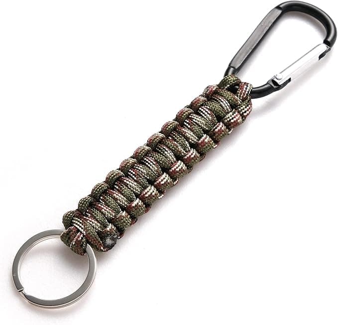 Paracord Medallion Braided Rope Metal Carabiner Key Ring Keychain