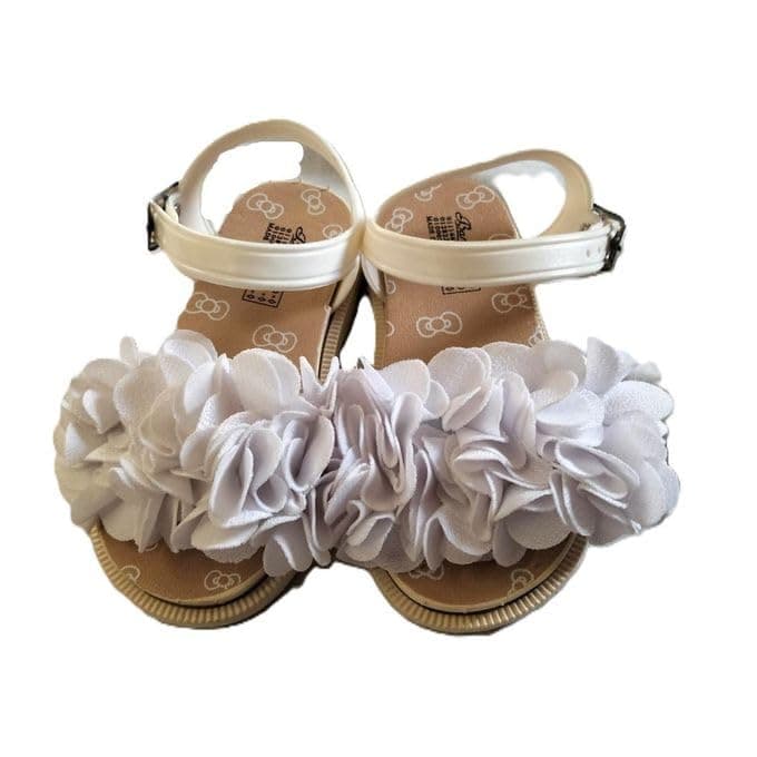 Pure White Floral Sandals-25