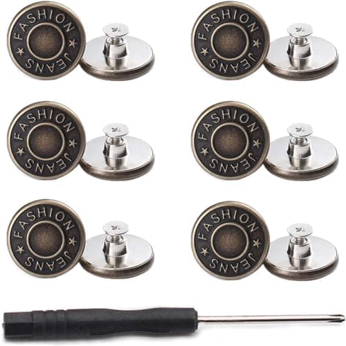 Metal Button Pins for Jeans and Jackets No-Sew Replacement Buttons Easy Screw Fastener Kit for Denim Pants Repair and Instant Waist Adjustment