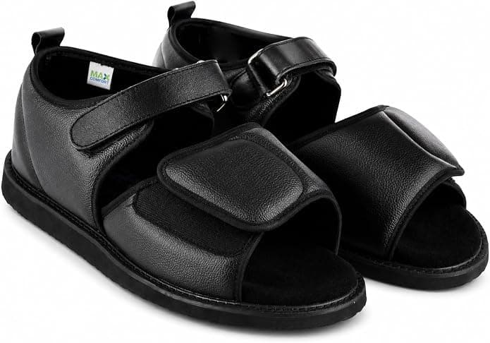 Max Comfort Comfort Medical Shoe, Wide Elastic Design, 2 Adjustable Straps for Easy Fit Control, Lightweight Walking Shoes for Everyday Use, Black, 40