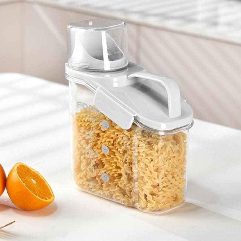 Generic Transparent Food Storage Container for Legumes, Pasta and Rice, with Measuring Cup, Medium, .abe