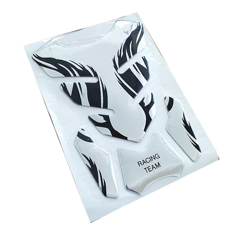 KaberTrade Motorcycle Motorcycle Fuel Tank Protector Sticker 3D Racing Style Scratch Resistant (1 Set of 4, Silver*Black, Code:8430) - KaberTrade Sticker decal