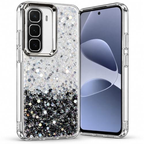 Glitter Case Compatible with INFINIX Hot 60 PRO PLUS Sparkly Clear Bling Protective Cover with Raised Camera Protection & Shockproof Bumper, 5 Cellular phone case
