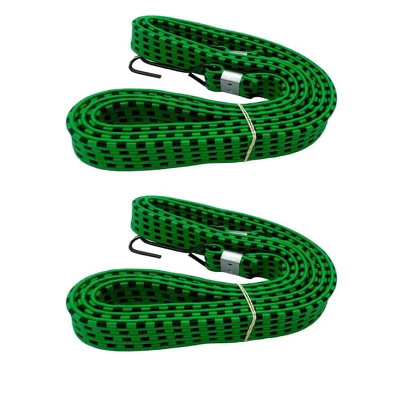 KaberTrade 2 Piece Elastic Rope with Hooks - Heavy Duty Cargo Rope for Car Roof, Motorcycle, Bike and Motorcycle (Green, 2 Pieces, Length 140cm Code:5055) Bungee cord