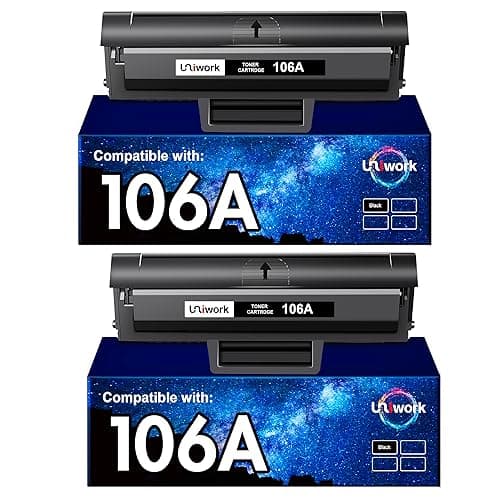 Uniwork 106A W1106A Toner for HP Laser MFP 137fwg, 135wg, 107w, 135w, 137fnw, 135a, 107a, 107r, 135r Printer (2 Black, With Chip)
