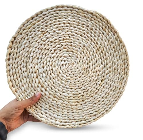 Natural Hand Braided Wicker Coaster, Round 38cm, Heat Insulation and Non-Slip Trivet