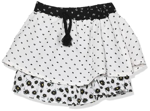 lovely land Girls white skirt with elastic waist and bowtie and flower print Skirt